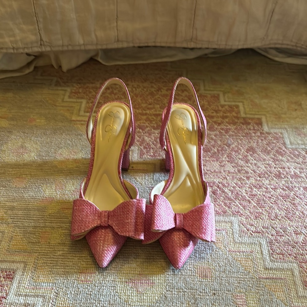 Elegant Pink Bow Slingback Heels